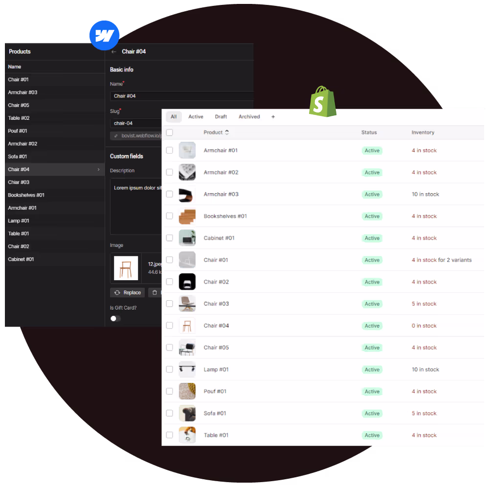 Ecomz Professionals Webflow and Shopify Connected